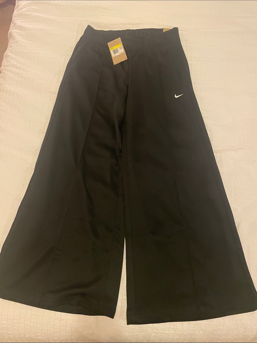 Nike Black Flared Training Pants with White Swoosh